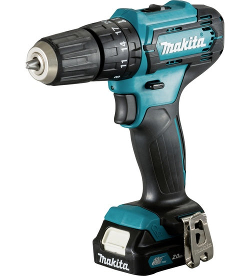 Makita - Schlagschrauber - schnurlos - 2 Geschwindigkeiten - Bohrfutterschlüssel 10 mm - 30 N·m - 2 Akkus - 12 V (HP333DSAX1) afbeelding 1