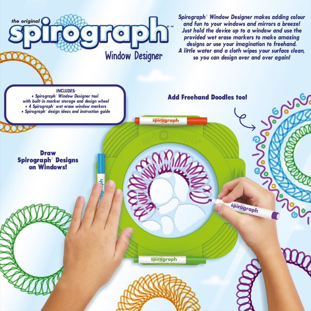 Spirograph Window Designer - Spiral Drawing Set for Kids