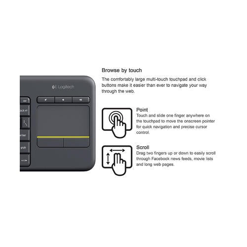 Logitech K400 Plus Tastatur RF Wireless QWERTY Schwarz (920-007119) afbeelding 6