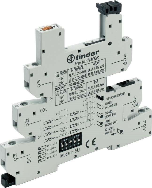Finder Relay Socket with Mounting Bracket and LED - 1 Piece