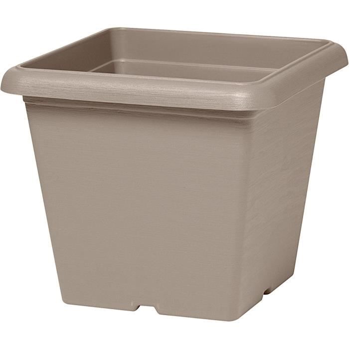 GARDEN ID Teramo Square Flower Pot - Taupe 40 x 35 cm - Scratch Resistant