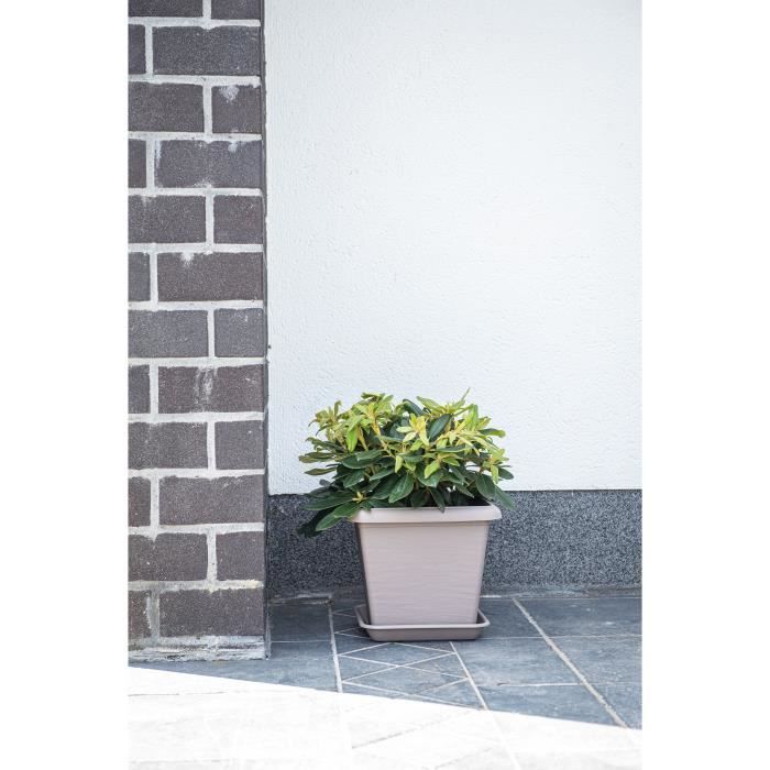 GARDEN ID Teramo Square Flower Pot - Taupe 40 x 35 cm - Scratch Resistant