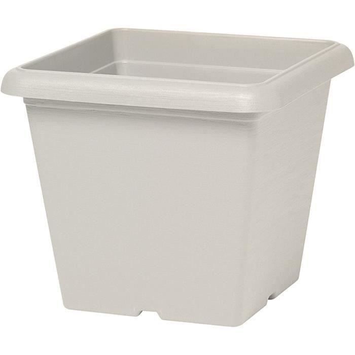 GARDEN ID Teramo Square Flower Pot - White Stone 40 x 35 cm - Scratch Resistant