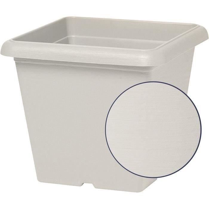 GARDEN ID Teramo Square Flower Pot - White Stone 40 x 35 cm - Scratch Resistant