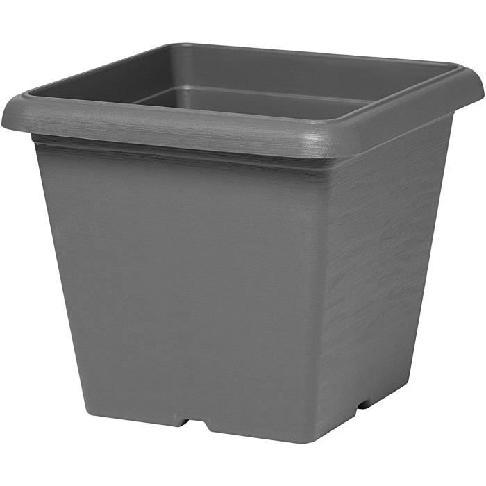 GARDEN ID Teramo Square Flower Pot - Black-Anthracite 40 x 35 cm - Scratch Resistant