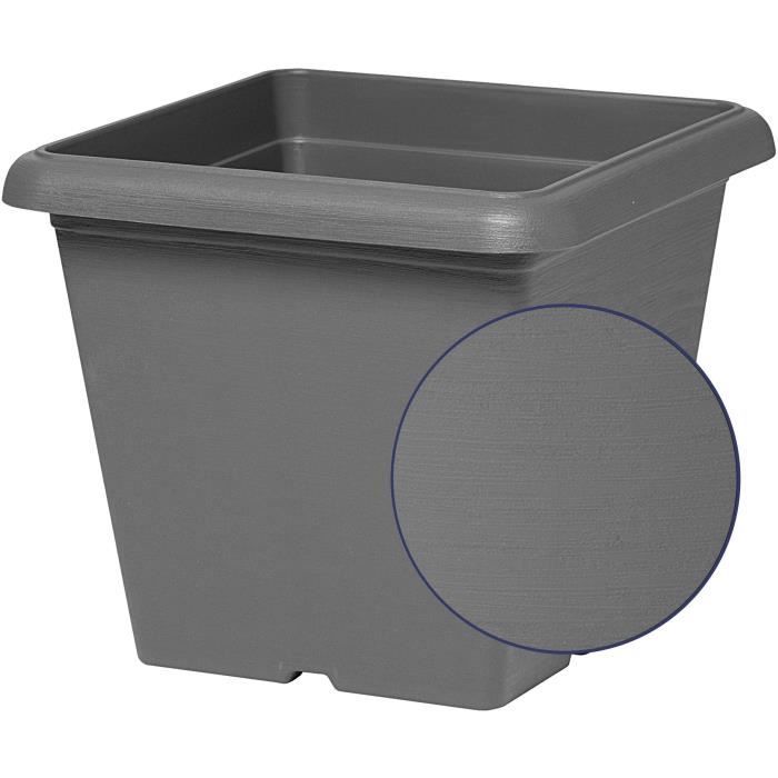 GARDEN ID Teramo Square Flower Pot - Black-Anthracite 40 x 35 cm - Scratch Resistant
