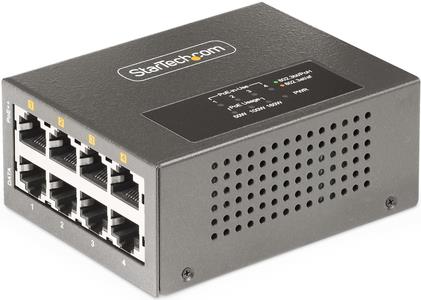 StarTech.com 4-Port Multi-Gigabit PoE Injector, 802.3af/802.3at/802.3bt, 5Gbps NBASE-T, 160W Power Budget, Wall and DIN Rail Mountable (AS445C-POE-INJECTOR)