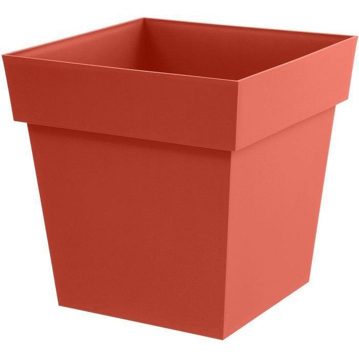 EDA Square Flower Pot 40 cm - Tuscany - 38 L - Water Retention Zone - Terracotta Orange H.39