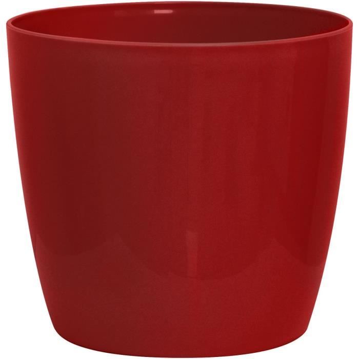 GARDEN ID Glossy Plant Pot - Shiny Red - 30 x 27 cm - Ceramic Look - Waterproof - With Wheels