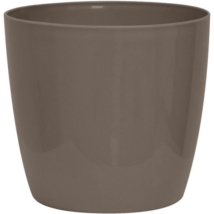 GARDEN ID Shiny Taupe Plant Pot - 30 x 27 cm - Ceramic Look - Waterproof - With Wheels