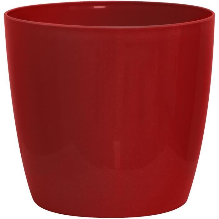 GARDEN ID Glossy Plant Pot - Shiny Red - 35 x 32 cm - Ceramic Look - Waterproof - With Wheels
