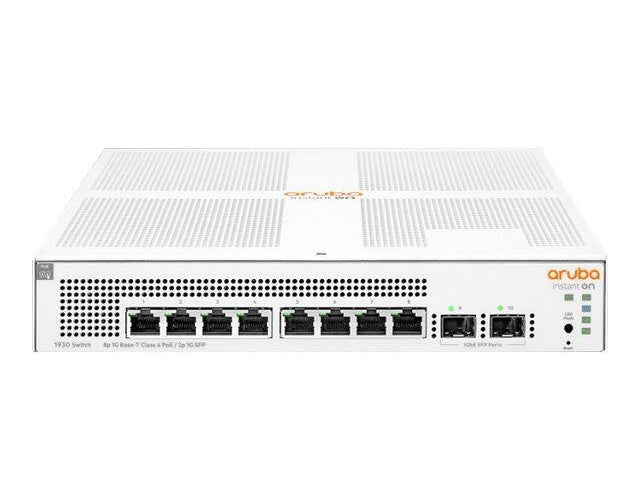 HPE Networking Instant On 1930 8G Class4 PoE 2SFP 124W Switch - Switch - L3 - managed - 8 x 10/100/1000 (PoE) + 2 x Gigabit SFP - an Rack montierbar - PoE (124 W) afbeelding 1