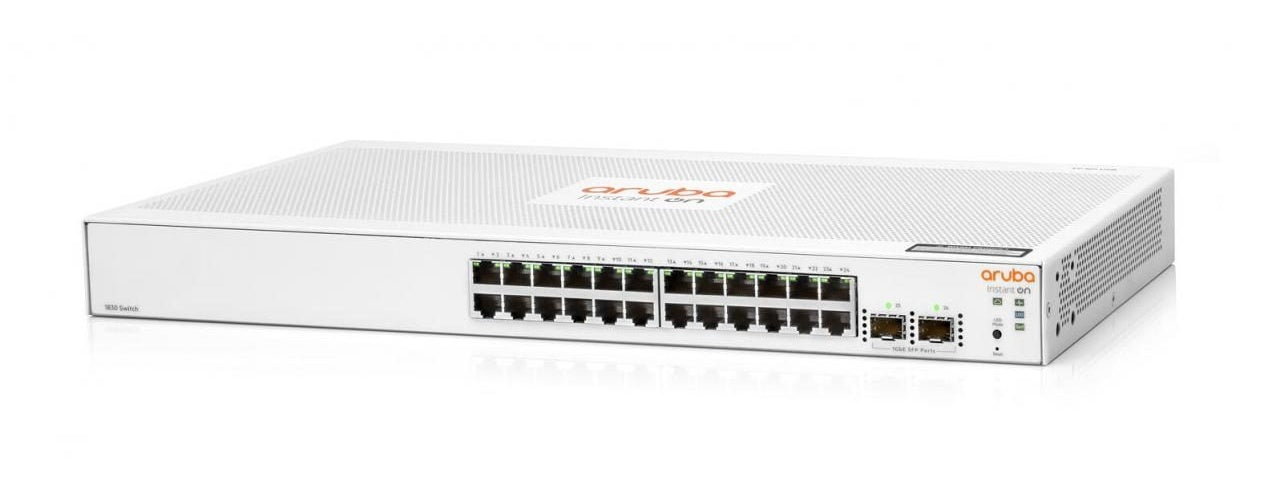 HPE Networking Instant On 1830 24G 2SFP Switch - Switch - Smart - 24 x 10/100/1000 + 2 x Gigabit SFP - Desktop, an Rack montierbar afbeelding 1