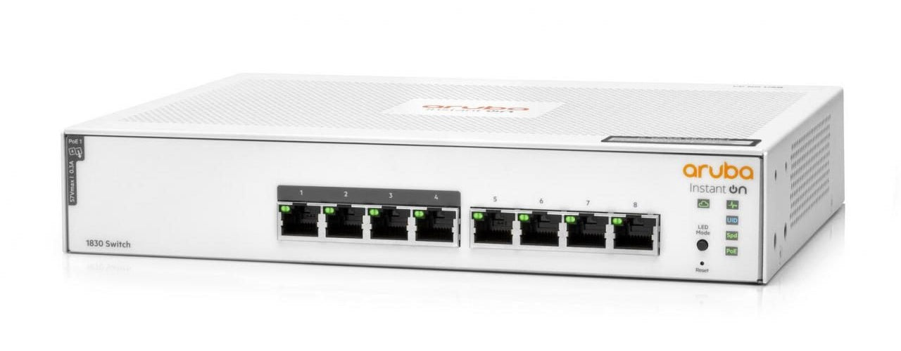 HPE Networking Instant On 1830 8G 4p Class4 PoE 65W Switch - Switch - Smart - 4 x 10/100/1000 + 4 x 10/100/1000 (PoE+) - Desktop, an Rack montierbar - PoE+ (65 W) afbeelding 1