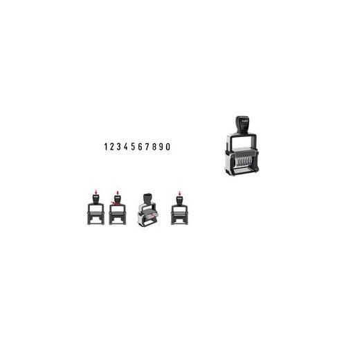 trodat Ziffernstempel Professional 4.0 55510, 10-stellig Gehäuse: gebürsteter Edelstahl, Farbe Griffkappe: schwarz, - 1 Stück (120202) afbeelding 1