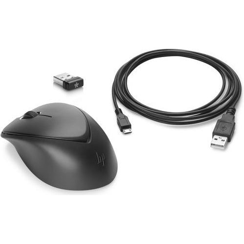 HP Premium - Maus - rechts- und linkshändig - Laser - 3 Tasten - kabellos - 2,4 GHz - kabelloser Empfänger (USB) - Schwarz (1JR31AA#AC3) afbeelding 1