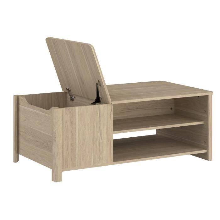 BETTY Coffee Table - Rectangular - Paper-Coated Particleboard - Oak Finish - W110 x H42 x D60 cm