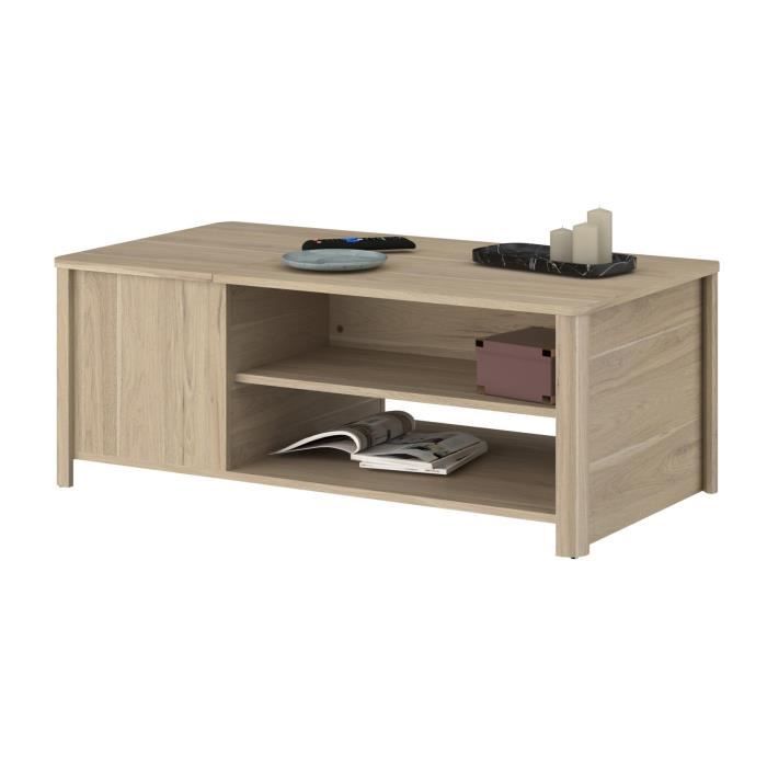 BETTY Coffee Table - Rectangular - Paper-Coated Particleboard - Oak Finish - W110 x H42 x D60 cm