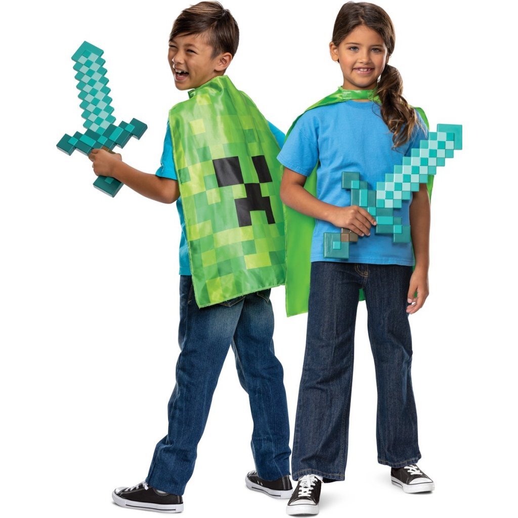 Minecraft Sword and Cape Set Green/Blue