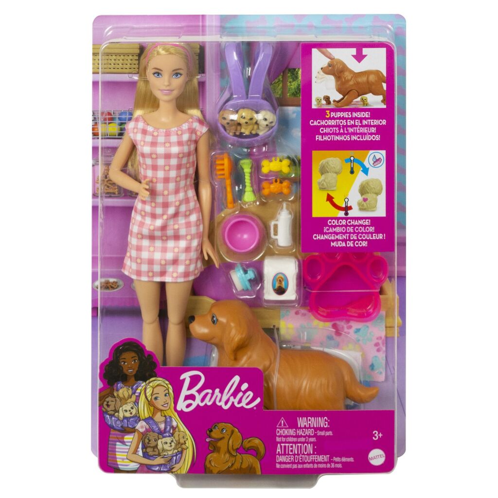 Barbie Doll with Dog and Puppies Playset