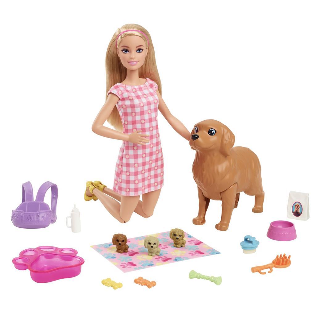 Barbie Doll with Dog and Puppies Playset