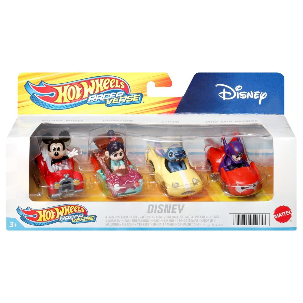 Hot Wheels Disney Racevers 4 Pack - Toy Cars for Kids 3+