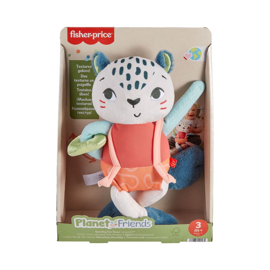 Fisher Price Plush Doll Snow Leopard - Planet Friends - Eco-Friendly - 3 Months+