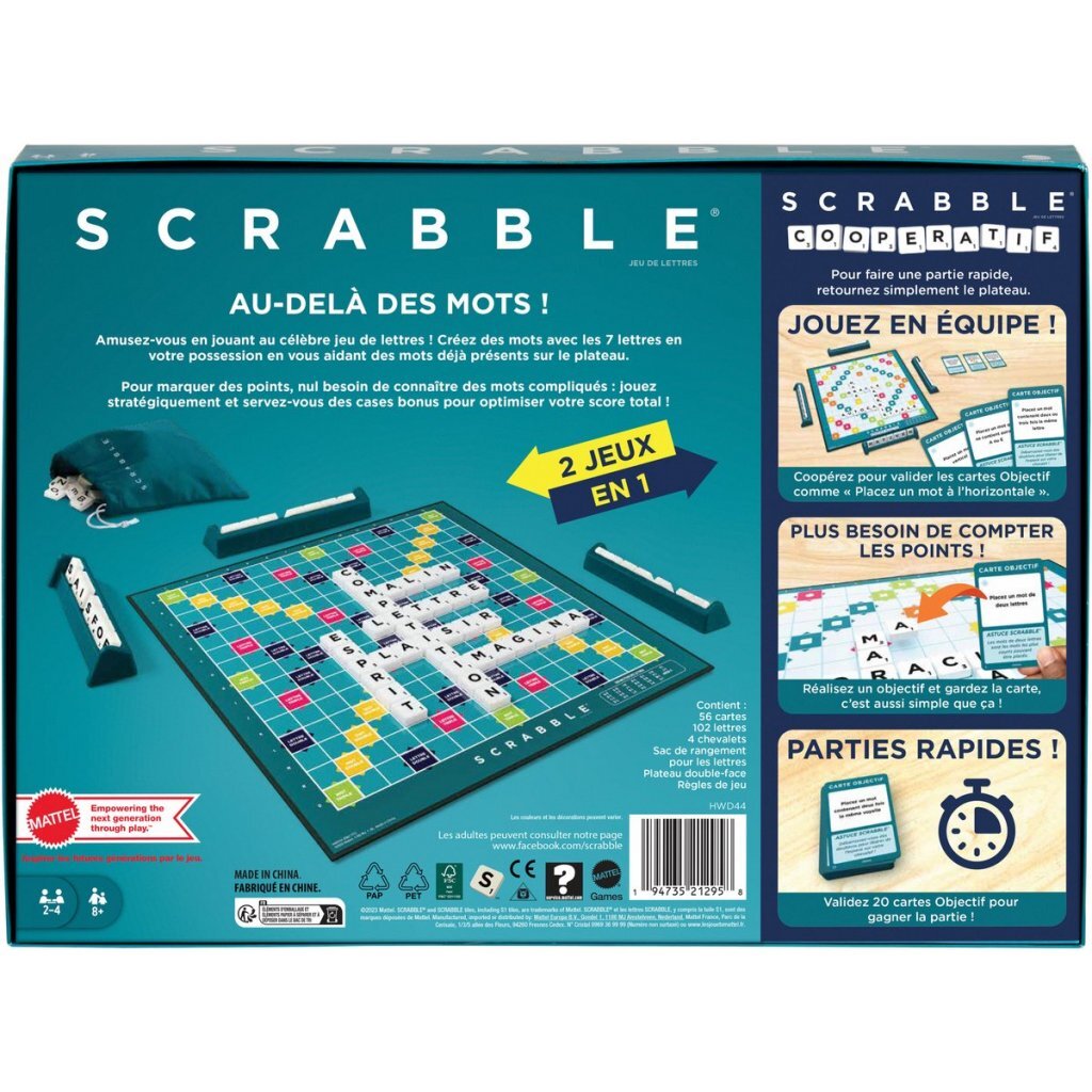 Mattel 2in1 Scrabble French Board Game for Ages 10+