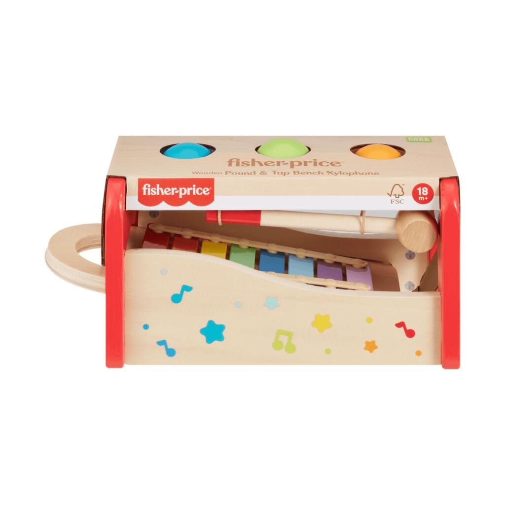 Fisher Price Wooden Pound & Tap Bench Xylophone Toy for Toddlers