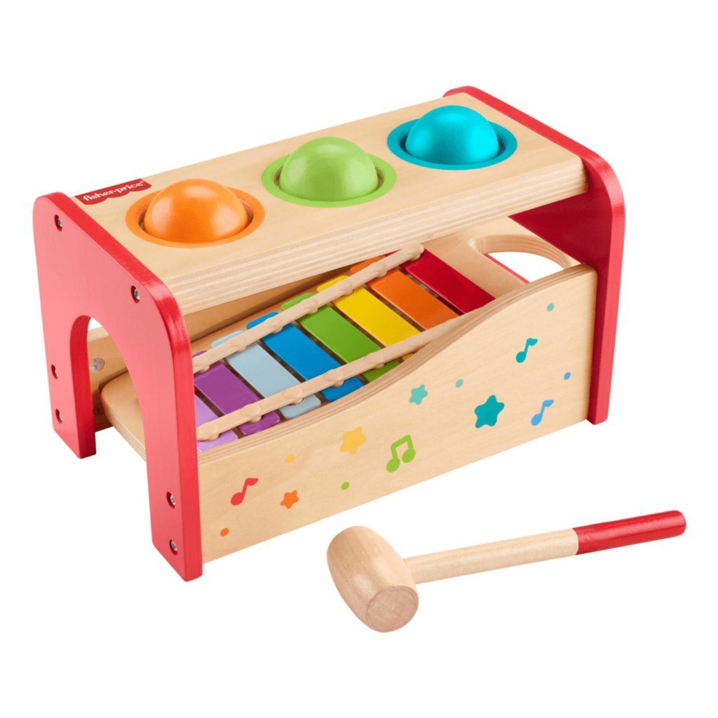 Fisher Price Wooden Pound & Tap Bench Xylophone Toy for Toddlers