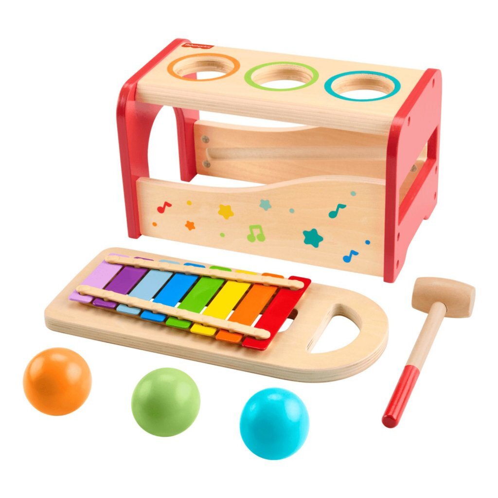 Fisher Price Wooden Pound & Tap Bench Xylophone Toy for Toddlers