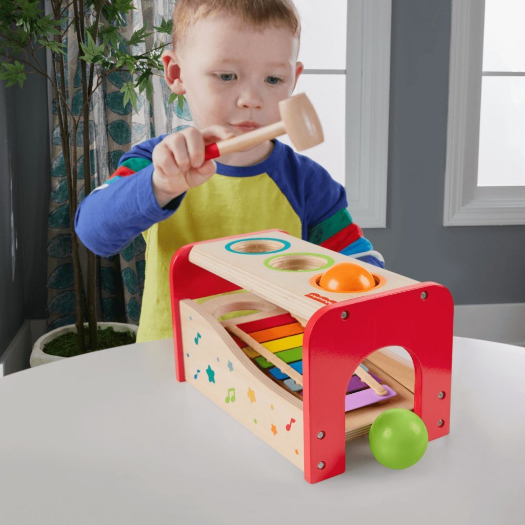 Fisher Price Wooden Pound & Tap Bench Xylophone Toy for Toddlers