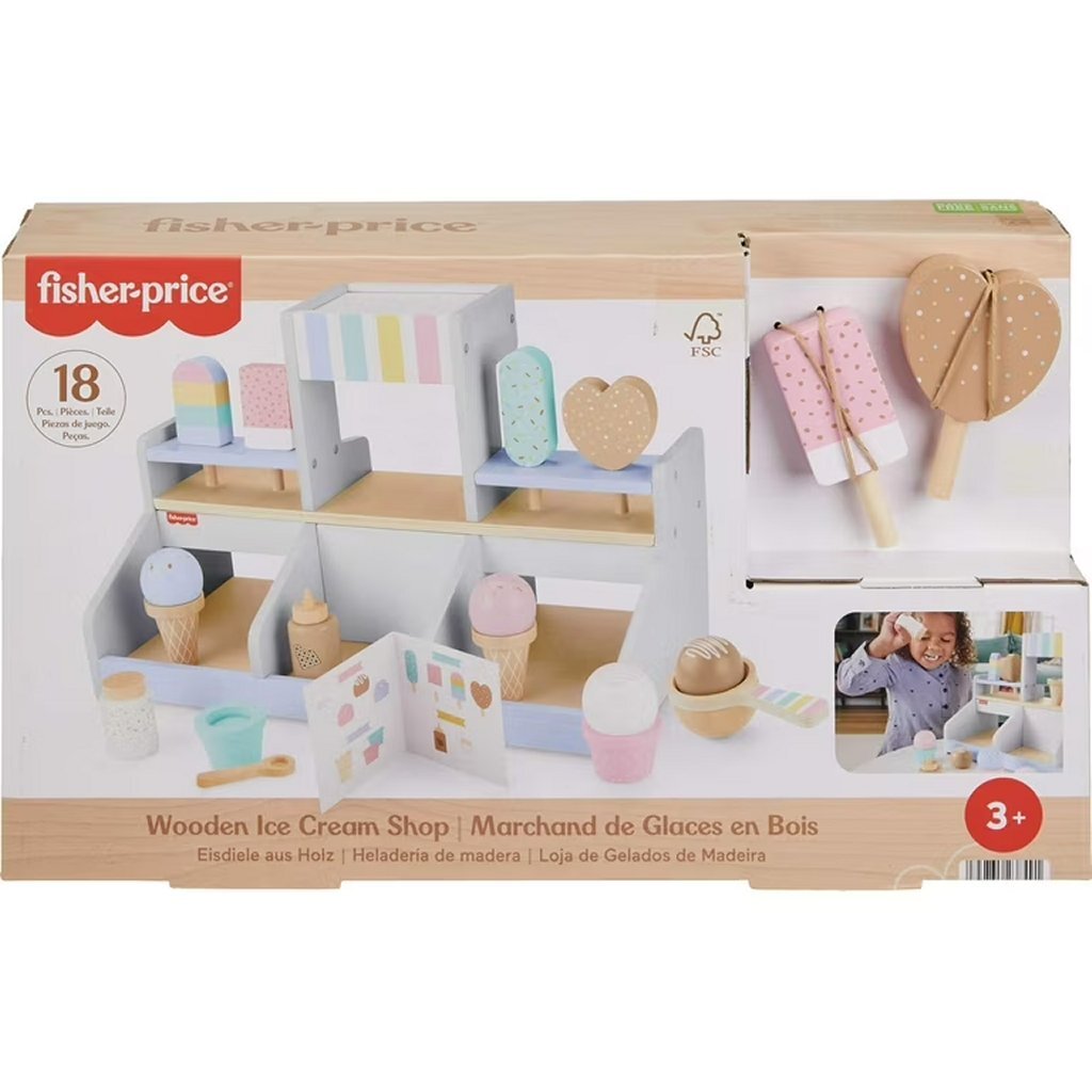 Fisher Price Wooden Ice Cream Parlor Playset 18-Piece Set