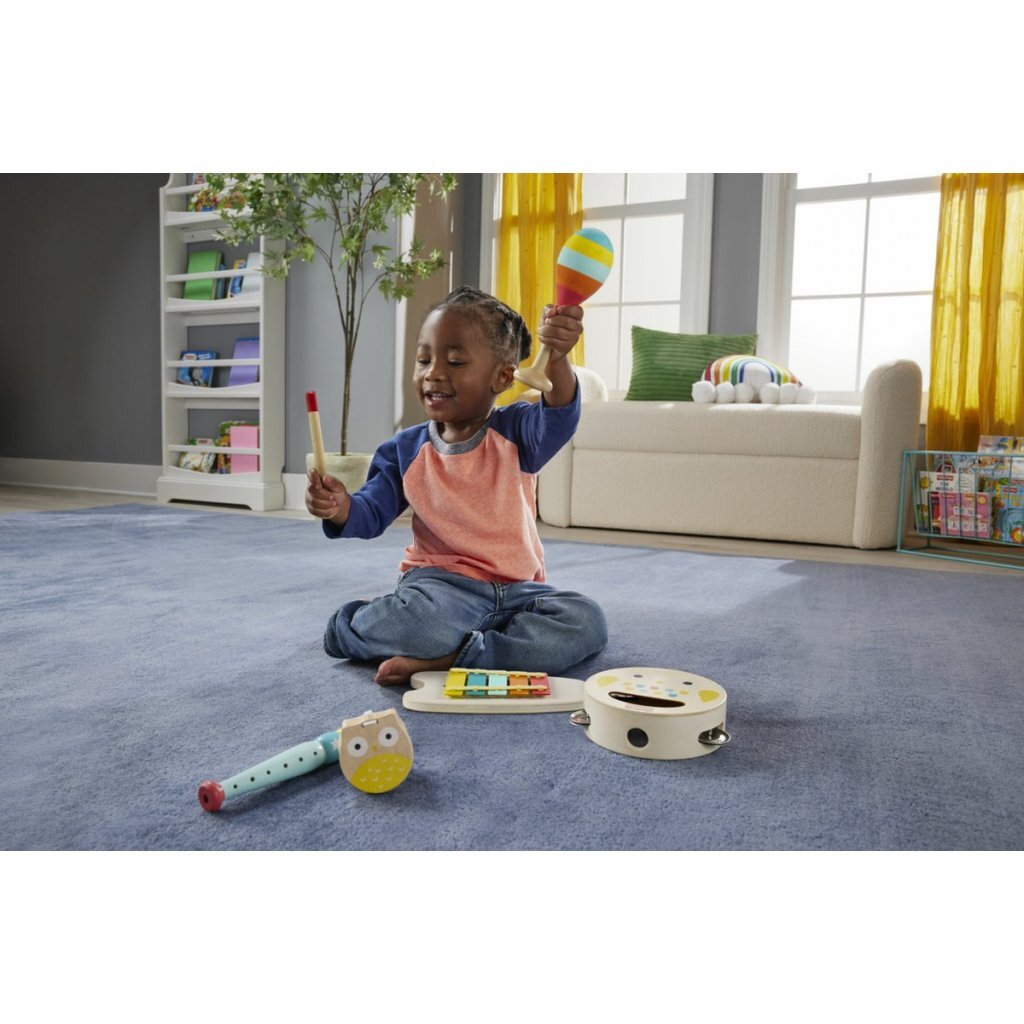 Fisher Price Wooden Music Set with Maraca, Xylophone, and Tambourine