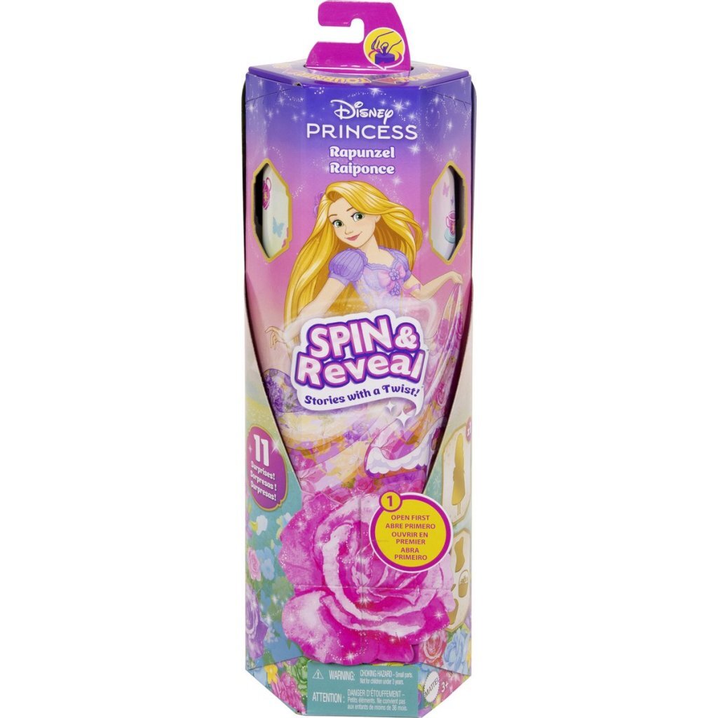 Disney Princess Spin and Reveal Rapunzel - Play Scene with Accessories and Stickers - Fashion Doll