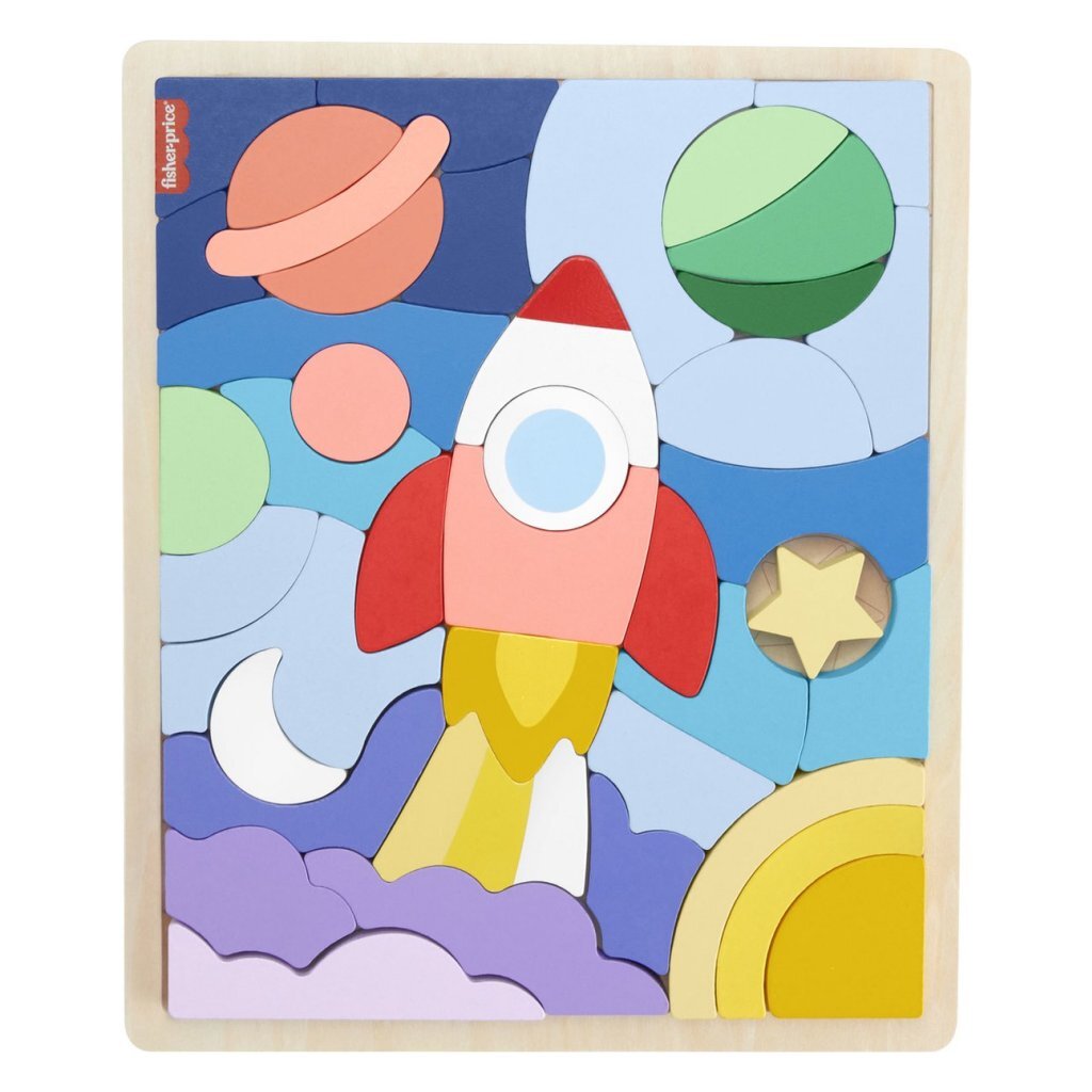 Fisher Price Wooden Shapes Puzzle 42 Pieces for Ages 3+