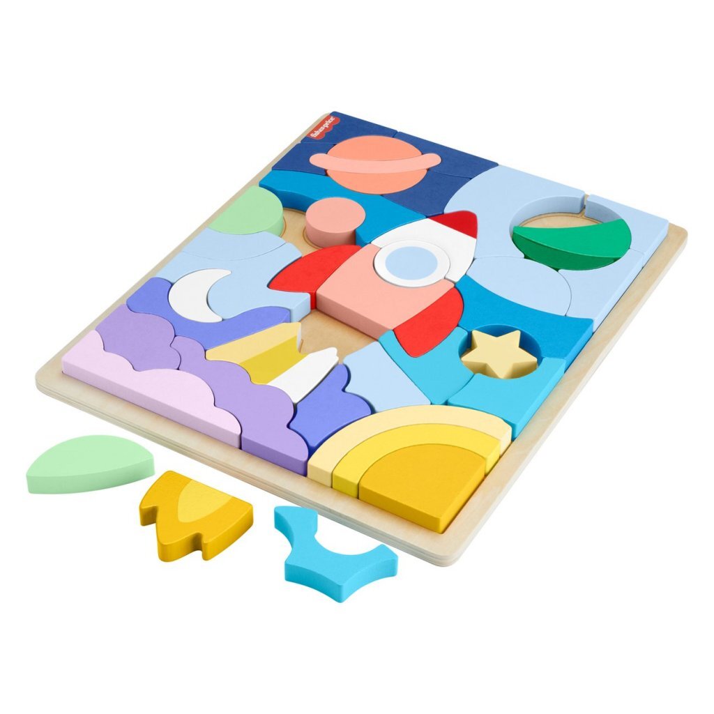 Fisher Price Wooden Shapes Puzzle 42 Pieces for Ages 3+