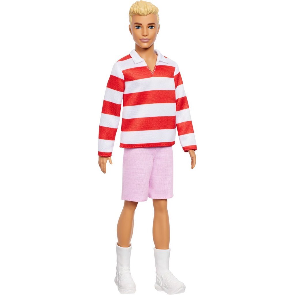Barbie → Fashionista Ken → Striped Polo Shirt, Pink Shorts → Ages 3+