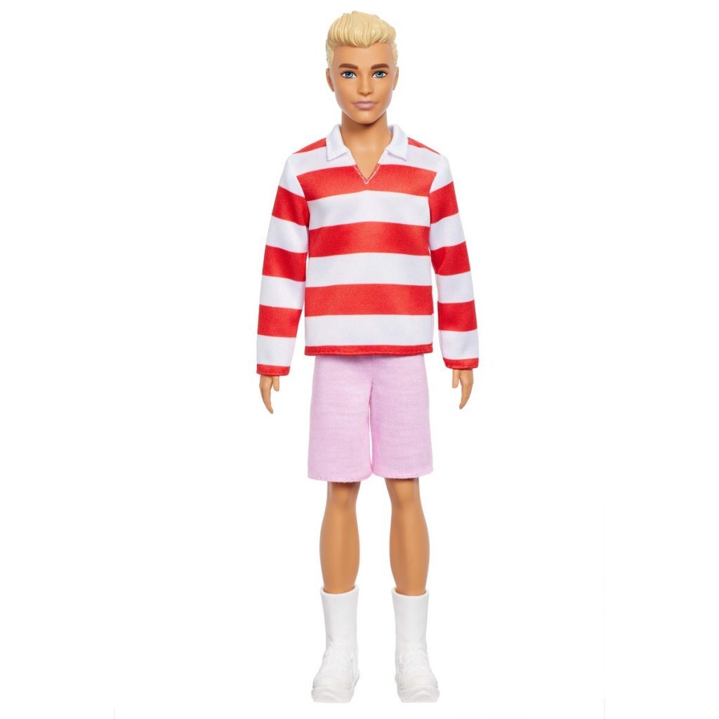 Barbie → Fashionista Ken → Striped Polo Shirt, Pink Shorts → Ages 3+