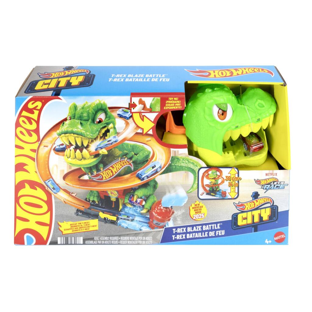 Hot Wheels City T-Rex Fire Station Playset with Vehicle