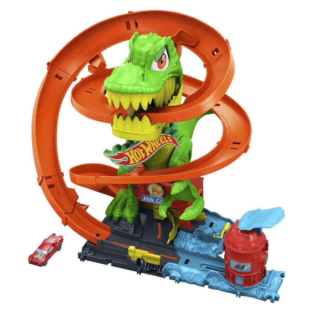 Hot Wheels City T-Rex Fire Station Playset with Vehicle