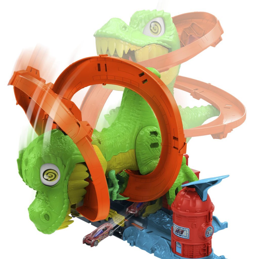 Hot Wheels City T-Rex Fire Station Playset with Vehicle