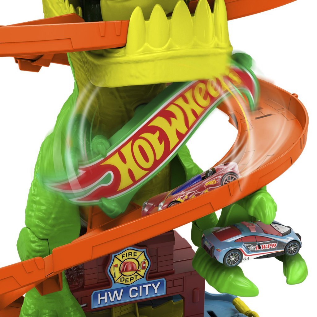 Hot Wheels City T-Rex Fire Station Playset with Vehicle
