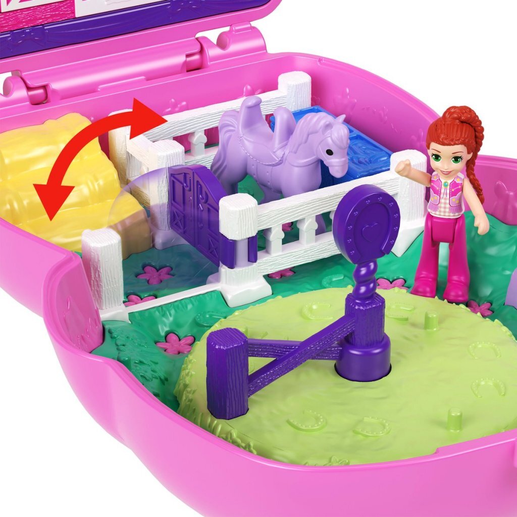 Polly Pocket Pony Rodeo Compact Playset with Accessories for Kids 4+