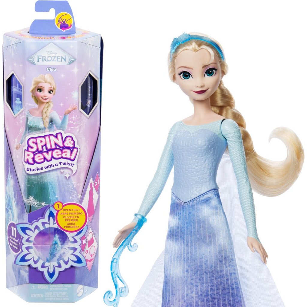 Disney Frozen Spin & Reveal Elsa Doll with Surprises for Kids Aged 3 and Up