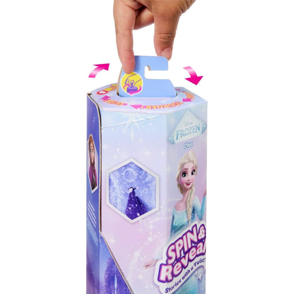 Disney Frozen Spin & Reveal Elsa Doll with Surprises for Kids Aged 3 and Up
