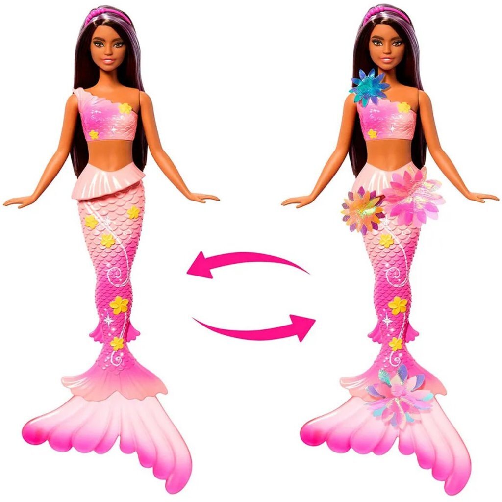 Barbie Fantasy Garden Flower Mermaid Doll with Blooming Flowers for Kids Aged 3 and Up