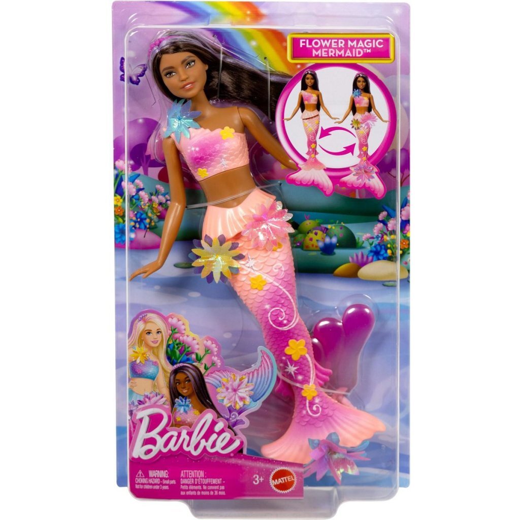Barbie Fantasy Garden Flower Mermaid Doll with Blooming Flowers for Kids Aged 3 and Up