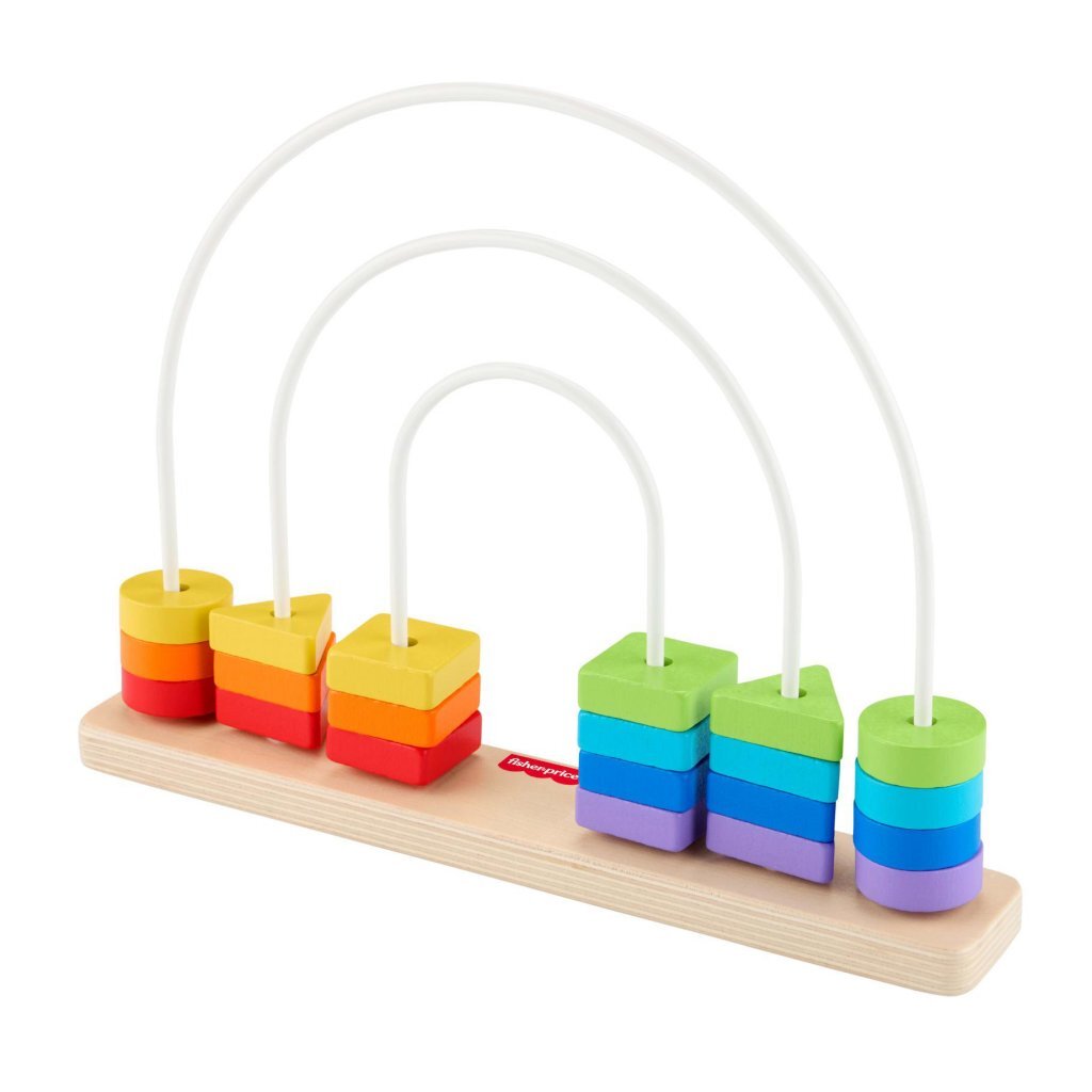 Fisher Price Wooden Rainbow Abacus - 21 Beads - Early Learning Toy