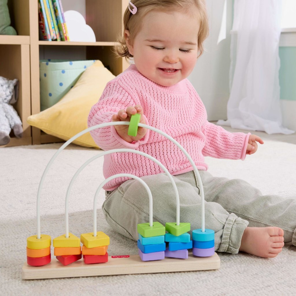 Fisher Price Wooden Rainbow Abacus - 21 Beads - Early Learning Toy